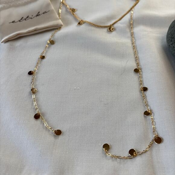 Ettika Revolve Delicate Gold Chain Coins Dangle NWT Classic Staple French Inspo - Picture 1 of 5